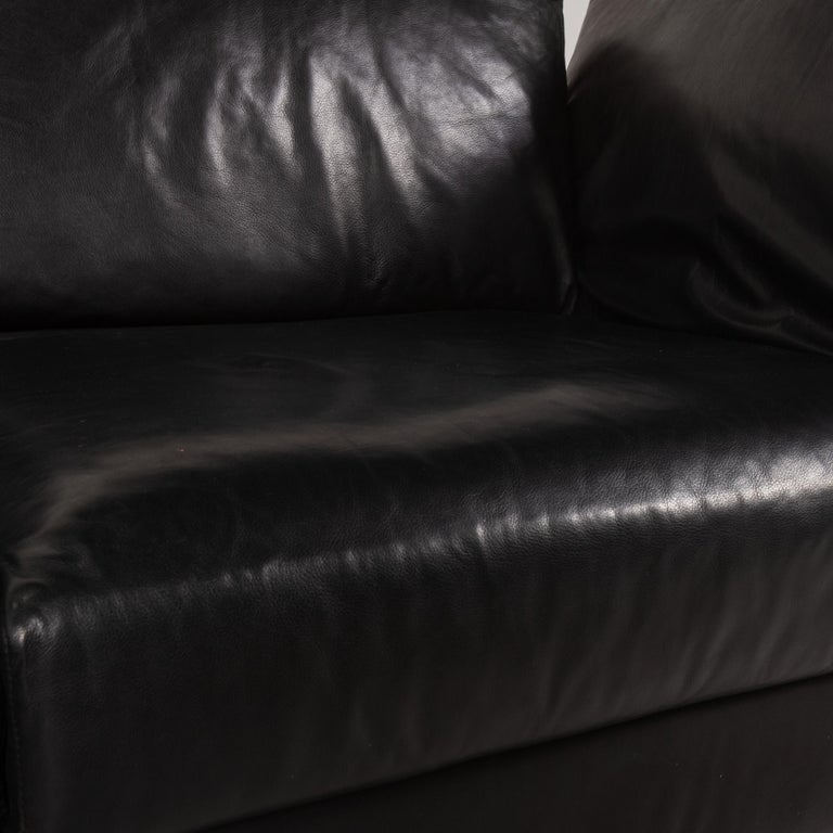Contur Semino Leather Sofa Black Corner Sofa Couch For Sale at 1stDibs