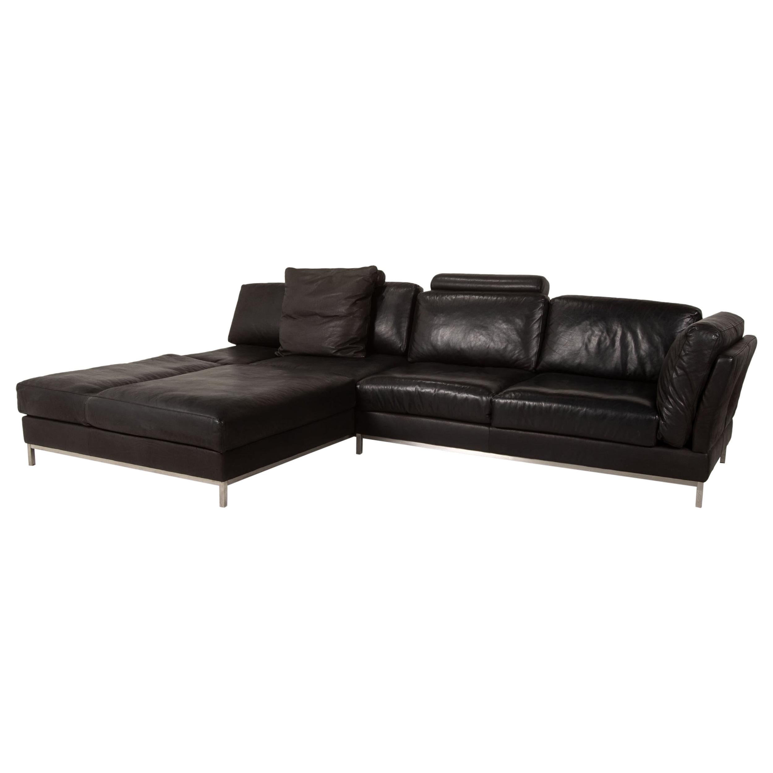 Contur Semino Leather Sofa Black Corner Sofa Couch For Sale
