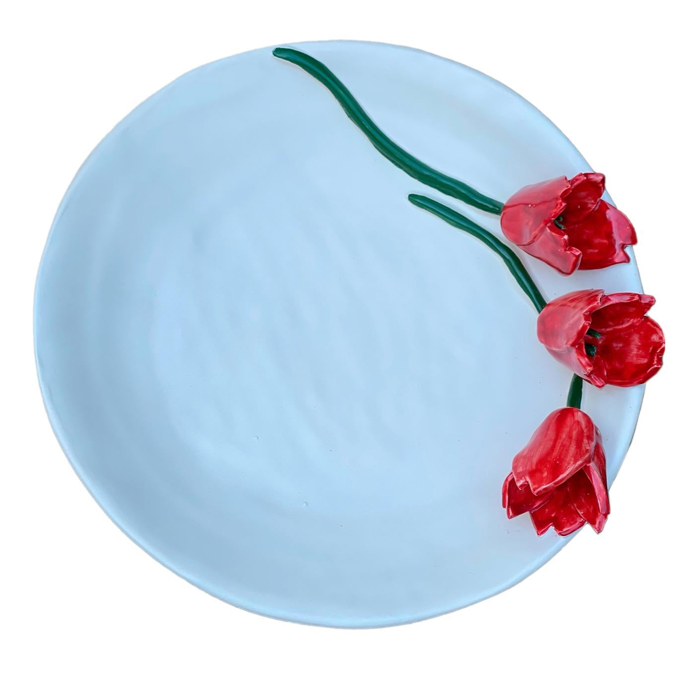 Conturbante Plate with Tulips For Sale