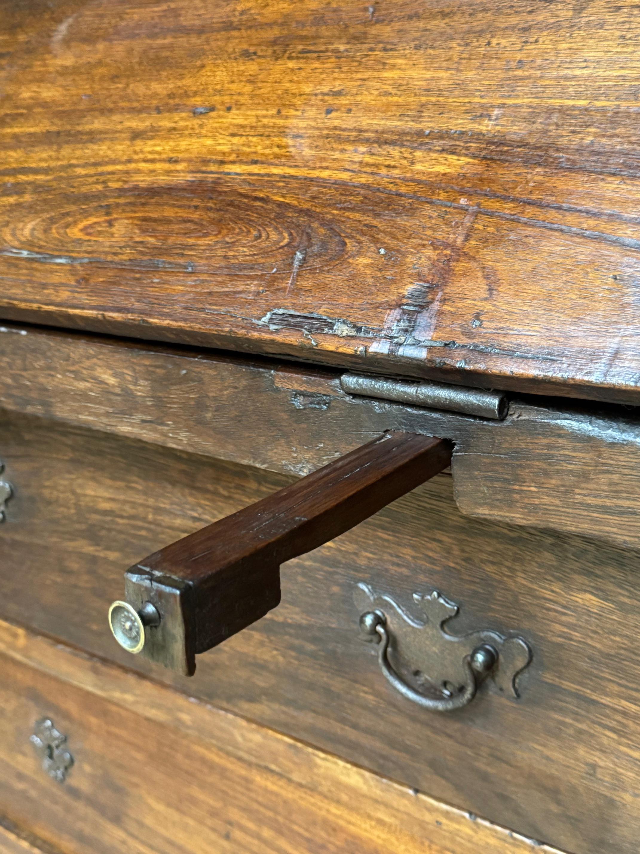 Conventual 18th-Century European Bureau – Rustic Devotion in Solid Wood For Sale 4