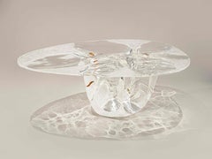 Mesa Convergence - Mesa baja moderna de lujo de cristal esmerilado y acrílico