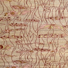 Tappeto persiano in lana Art Nouveau rosso, grigio e crema, 6' x 9'