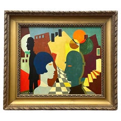 "Conversation in Cubist Setting," Extraordinary Painting by Lambert-Rucki, 1924