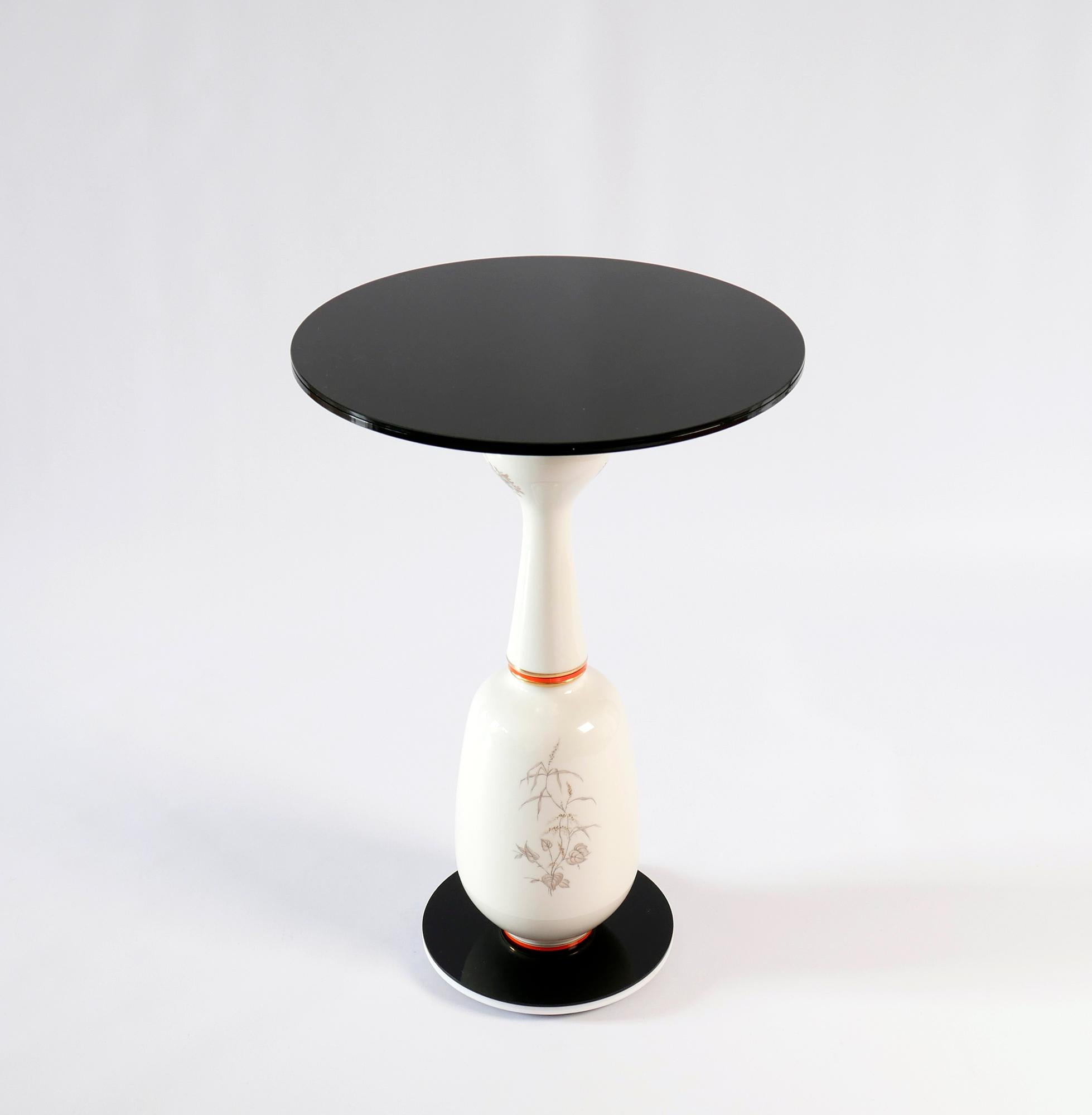 German 'Conversation Piece' Side Table, Vintage Ceramics and Glass, One Off Piece