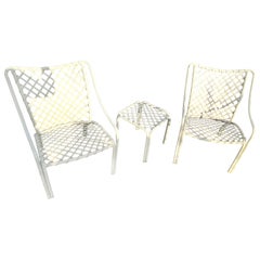 Conversation set, Set of 3, Brown Jordan Tamiami Patio chairs and a side table