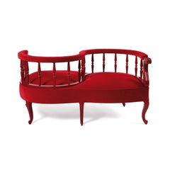 Louis XV Style Velvet Sofa, Handmade in Portugal with Lacquered Wood
