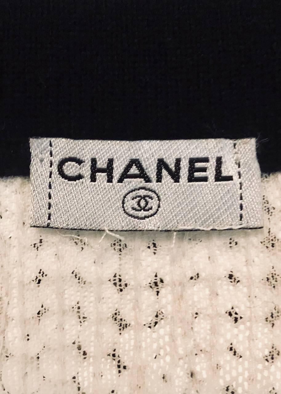 Women's Conversational Chanel Word and Letters Sequined Black & White Cashmere Cardigan For Sale