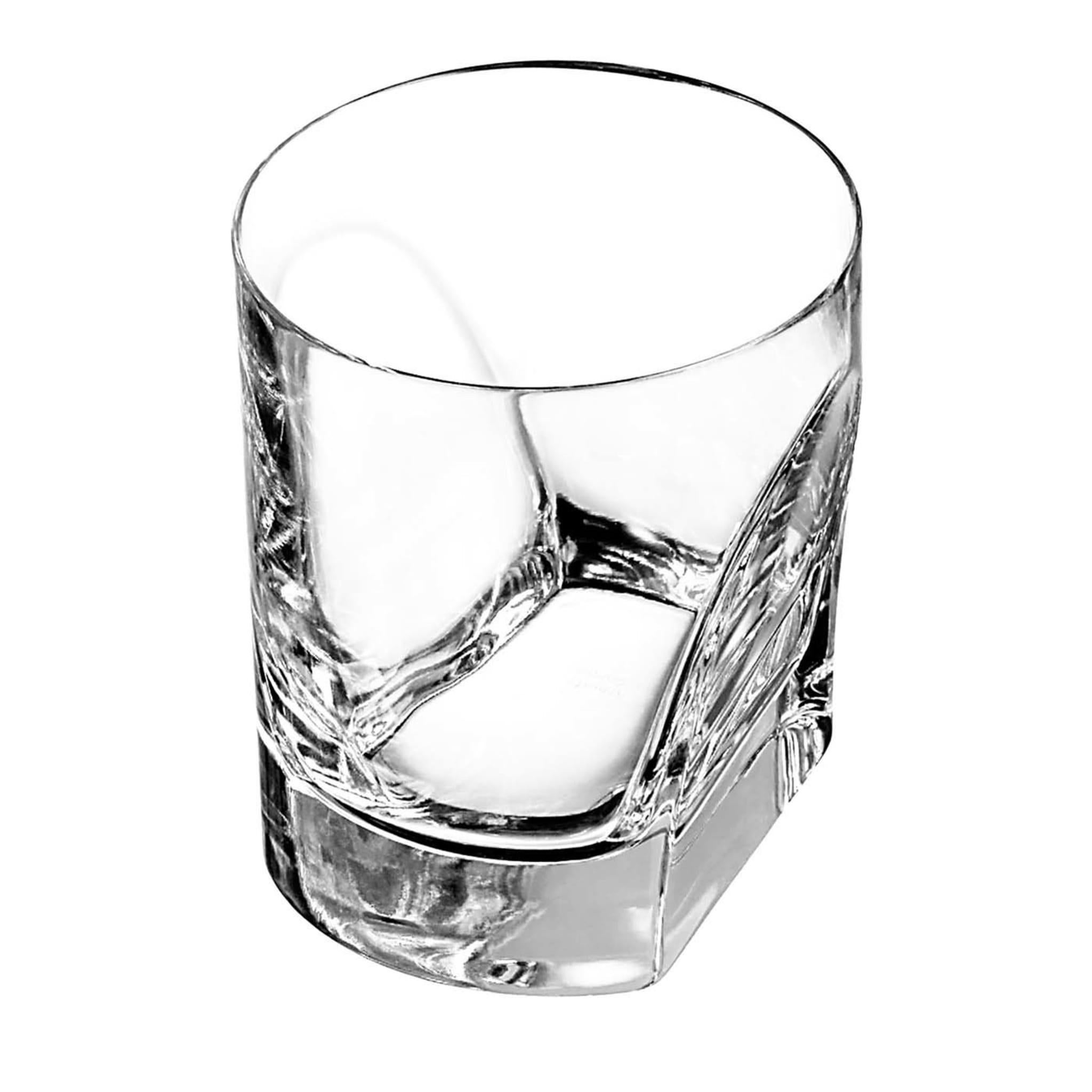 Crystal Conversazione Set of 4 Double Old Fashion Glasses by Enzo Mari For Sale