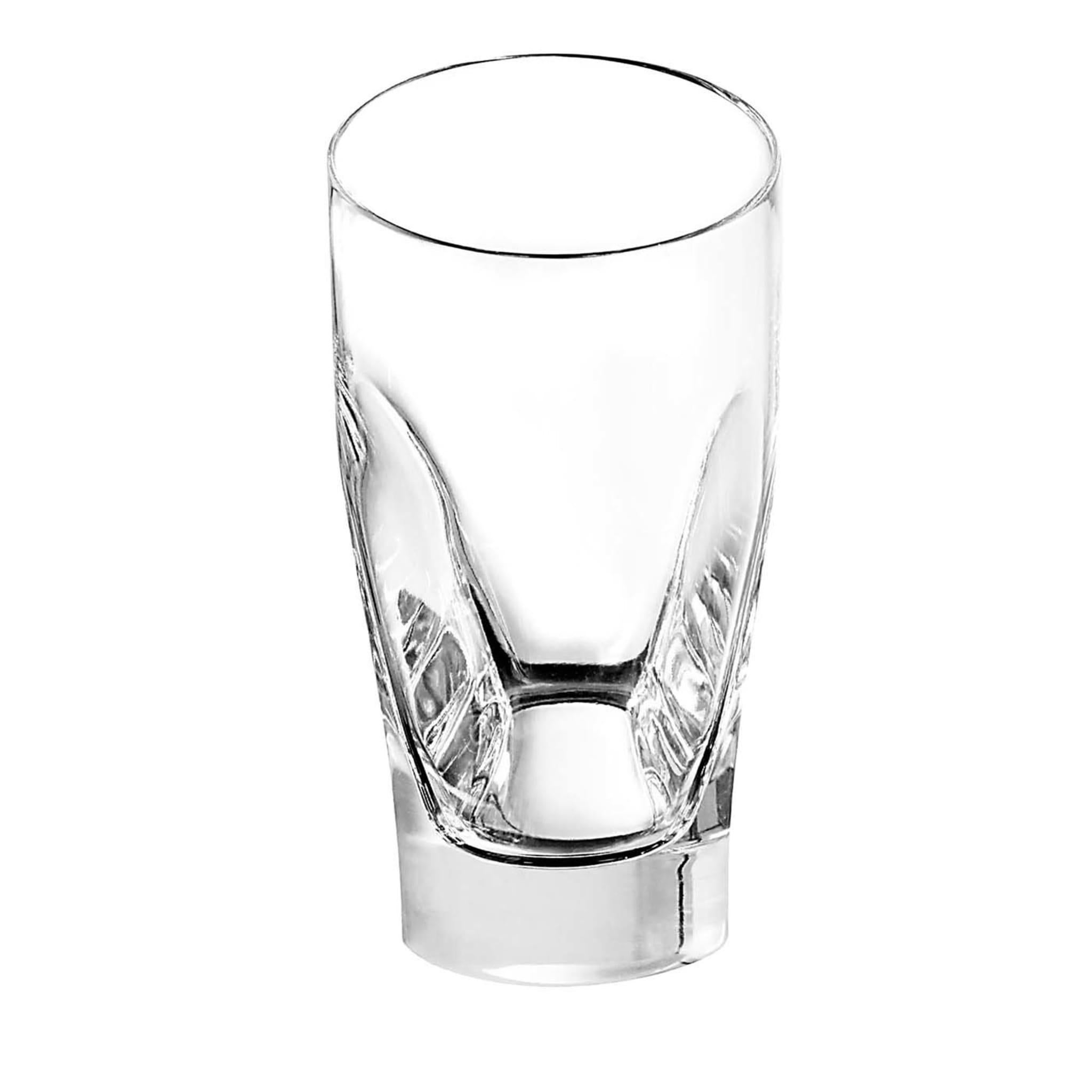 Part of the Conversazione collection, this set of four highball glasses is a dynamic and sophisticated accent to display on a modern dining table, especially when combined with the others of the same series for a cohesive effect. Crafted of crystal,