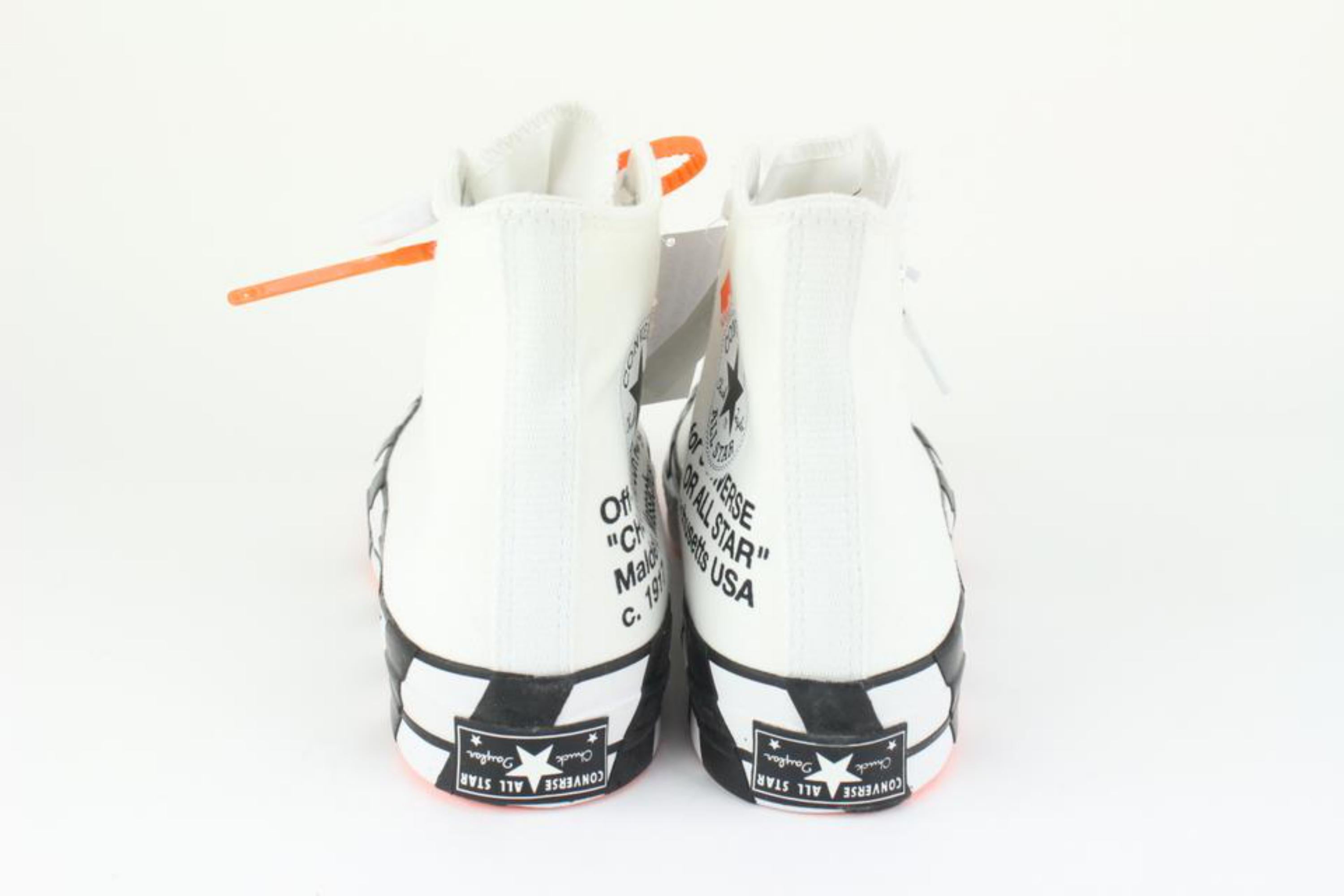 Converse Mens 9 US Virgil Abloh Off-White Chuck Taylor High Top Sneaker 127co11 In New Condition For Sale In Dix hills, NY