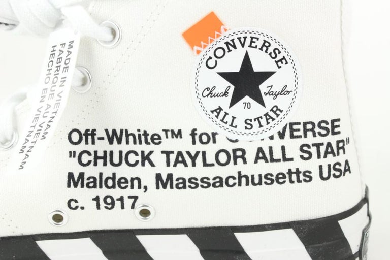 Converse Mens 9 US Virgil Abloh Chuck Taylor High Top Sneaker For Sale at 1stDibs | ow converse, 70 white, off white trademark