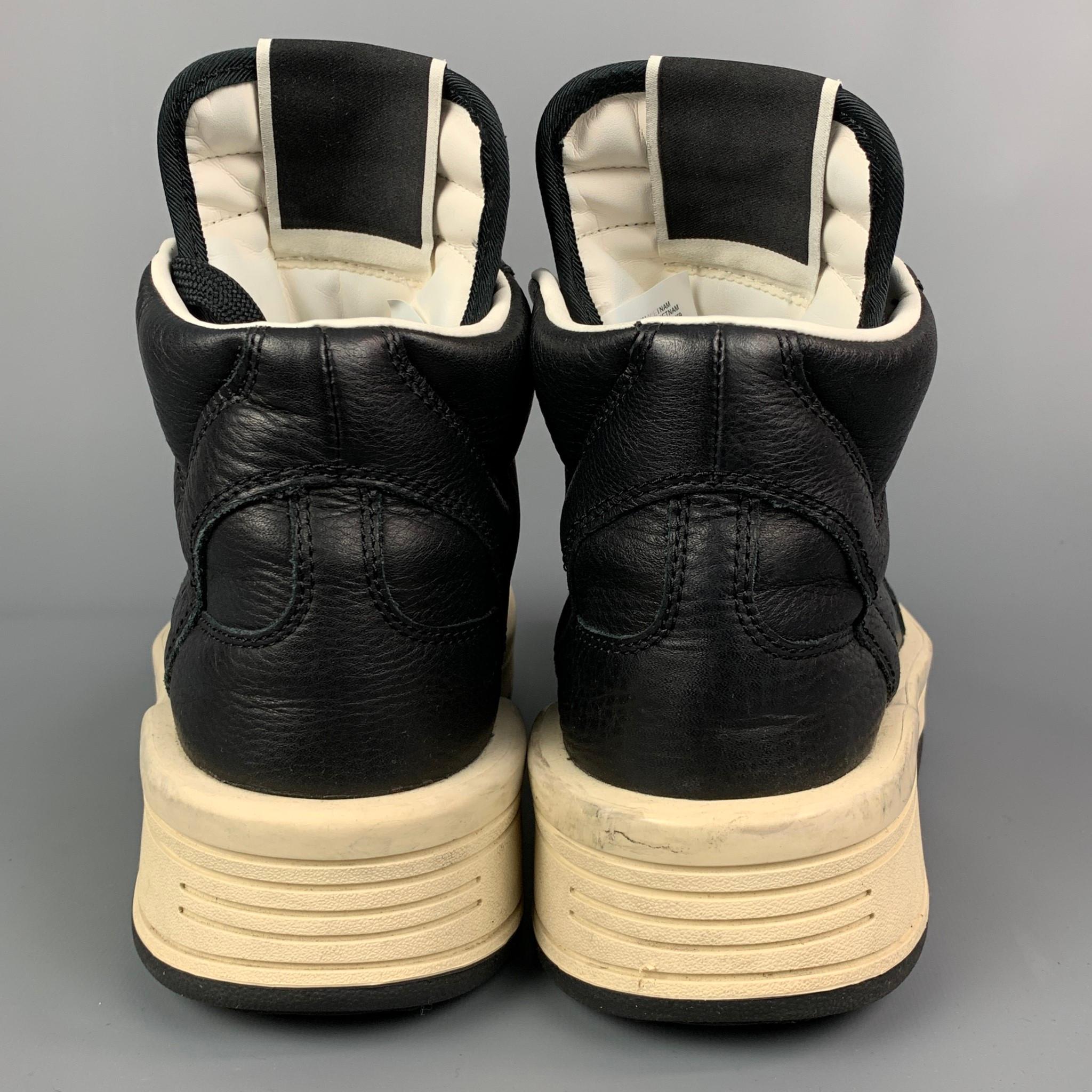 CONVERSE x DRKSHW Size 9.5 Black & Cream Leather High Top TURBOWPN Sneakers In Good Condition In San Francisco, CA