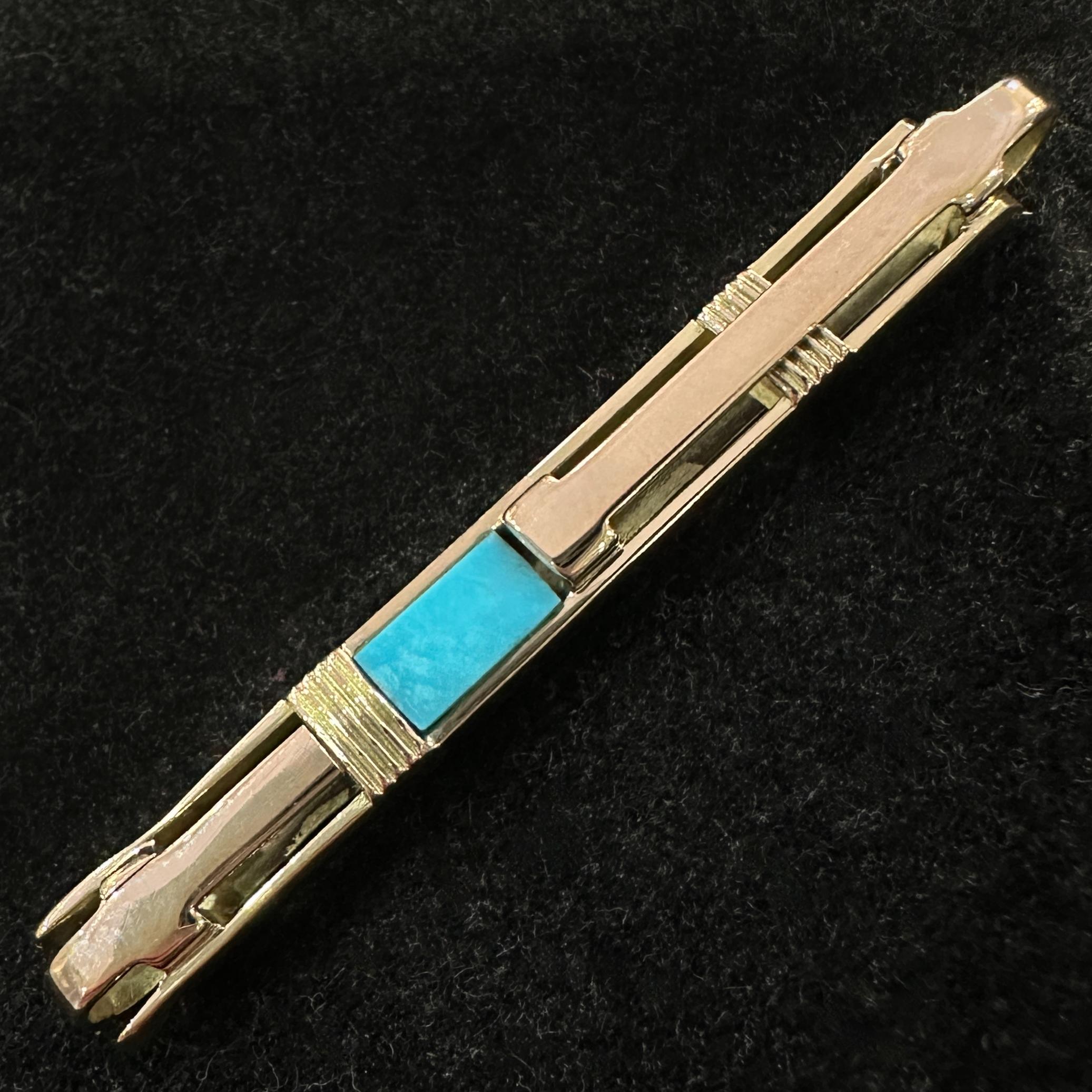 Konvertierte 1930er Bar Pin Anhänger mit Dornröschen Türkis auf 30