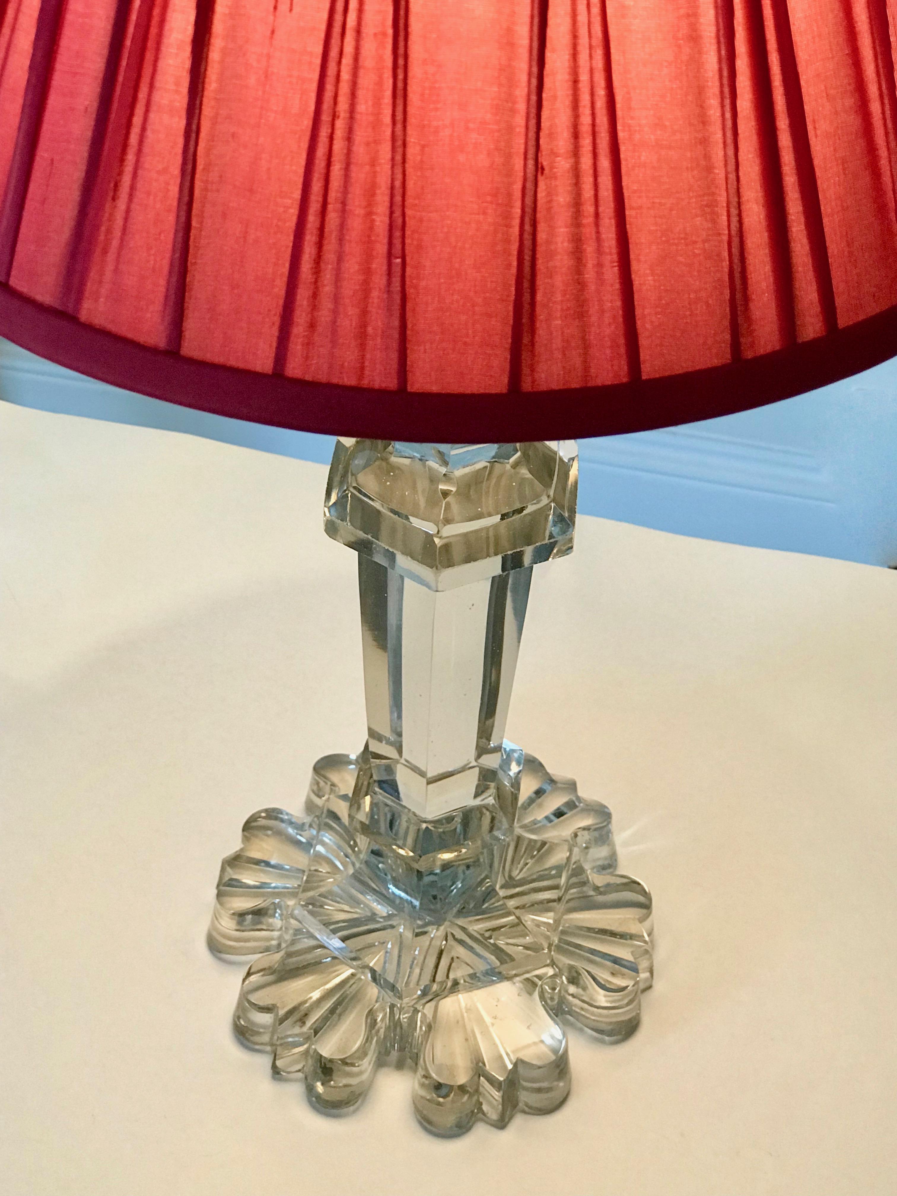 19th Century Converted Antique Crystal Table Lamp For Sale 8