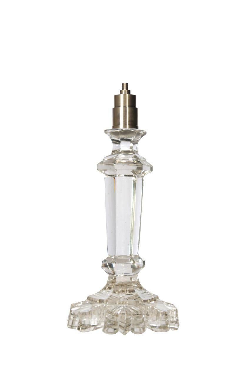 European 19th Century Converted Antique Crystal Table Lamp For Sale