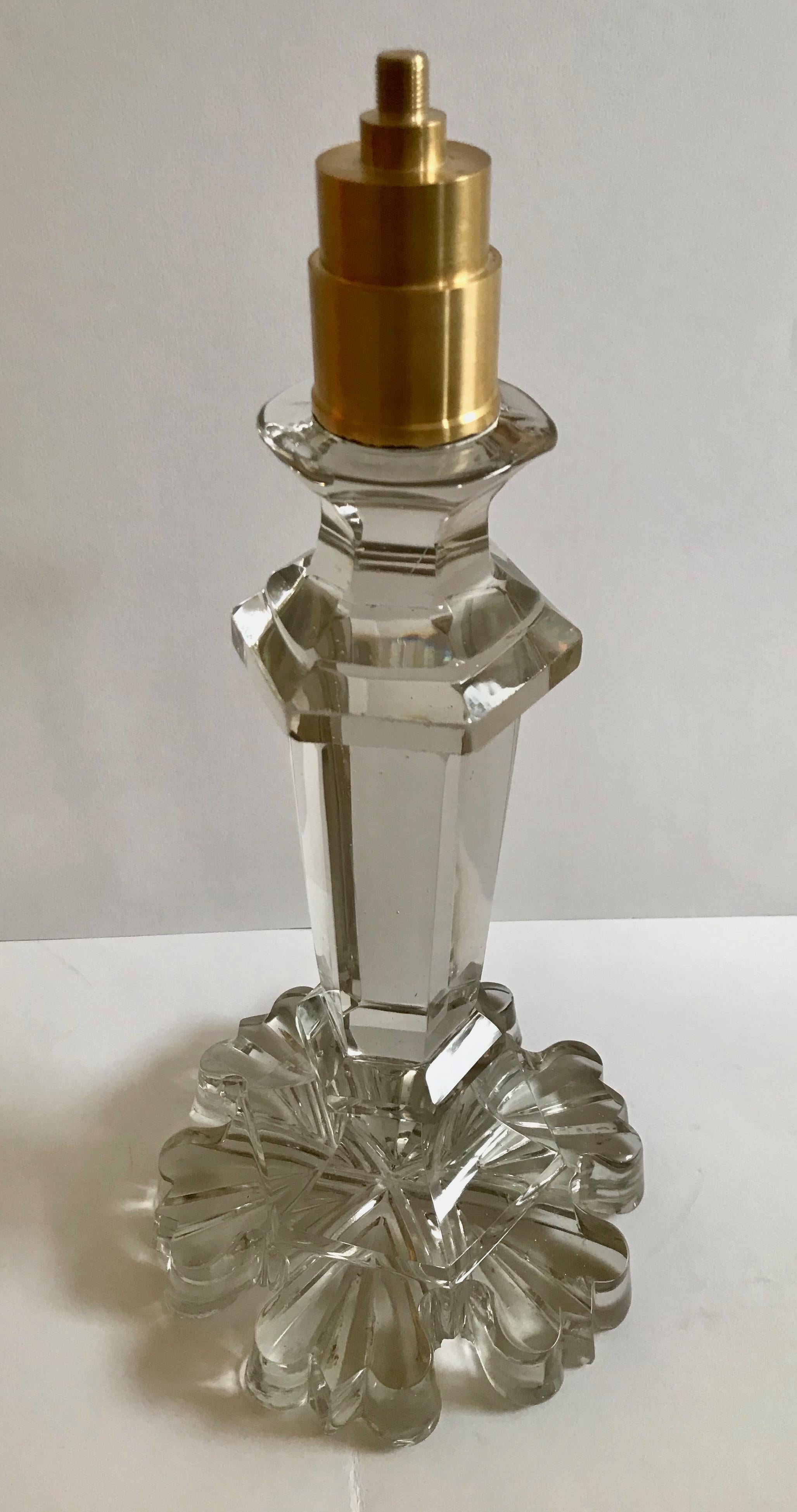 19th Century Converted Antique Crystal Table Lamp For Sale 4