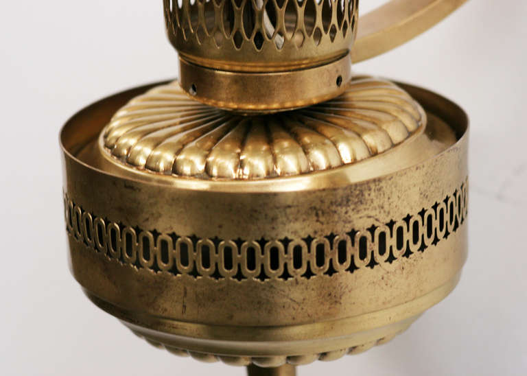 Converted Brass Oil Lamp Wall Sconce For Sale at 1stDibs