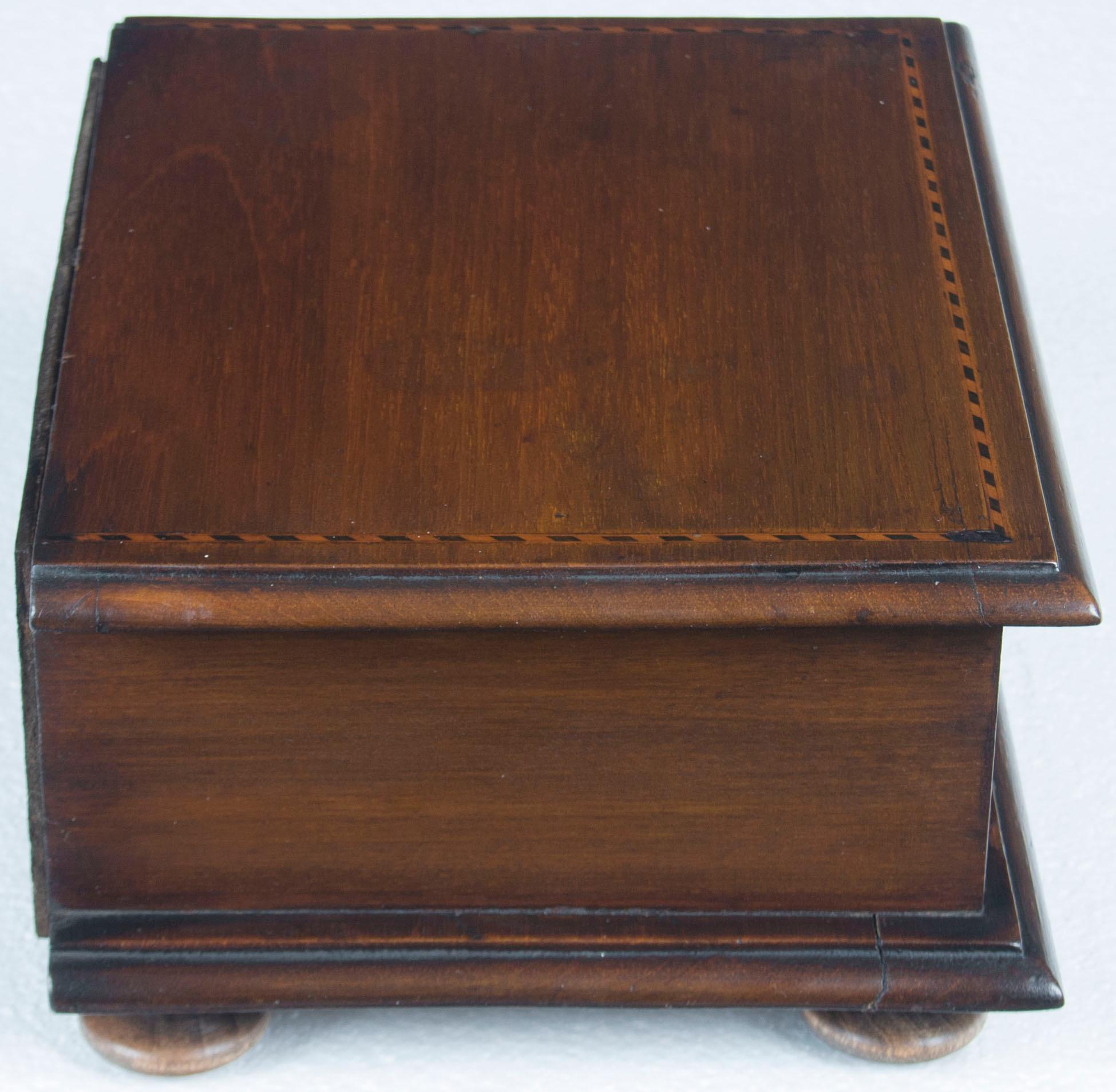 English Converted Edwardian Inlaid Mahogany Jewelry Trinket Box
