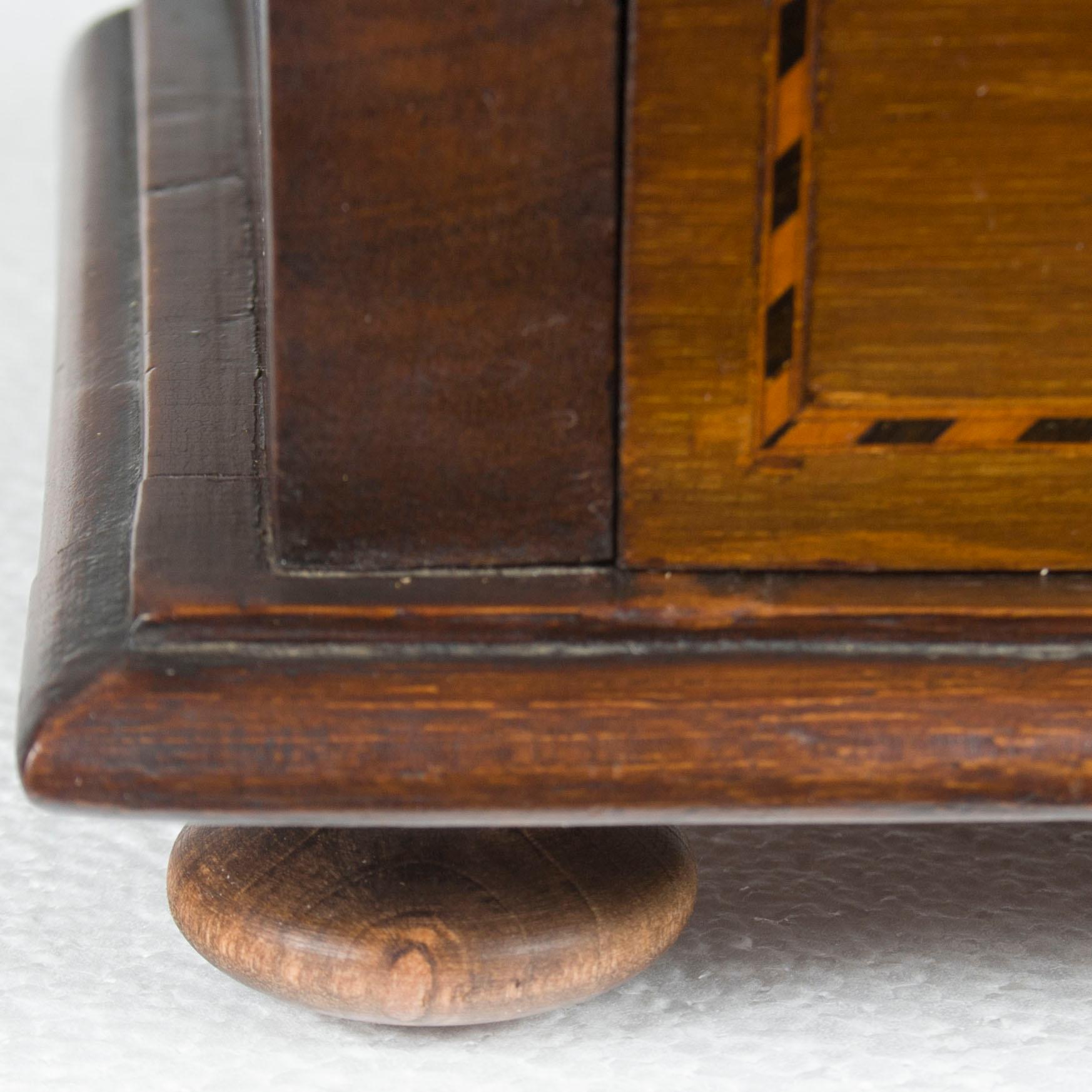 Converted Edwardian Inlaid Mahogany Jewelry Trinket Box 3