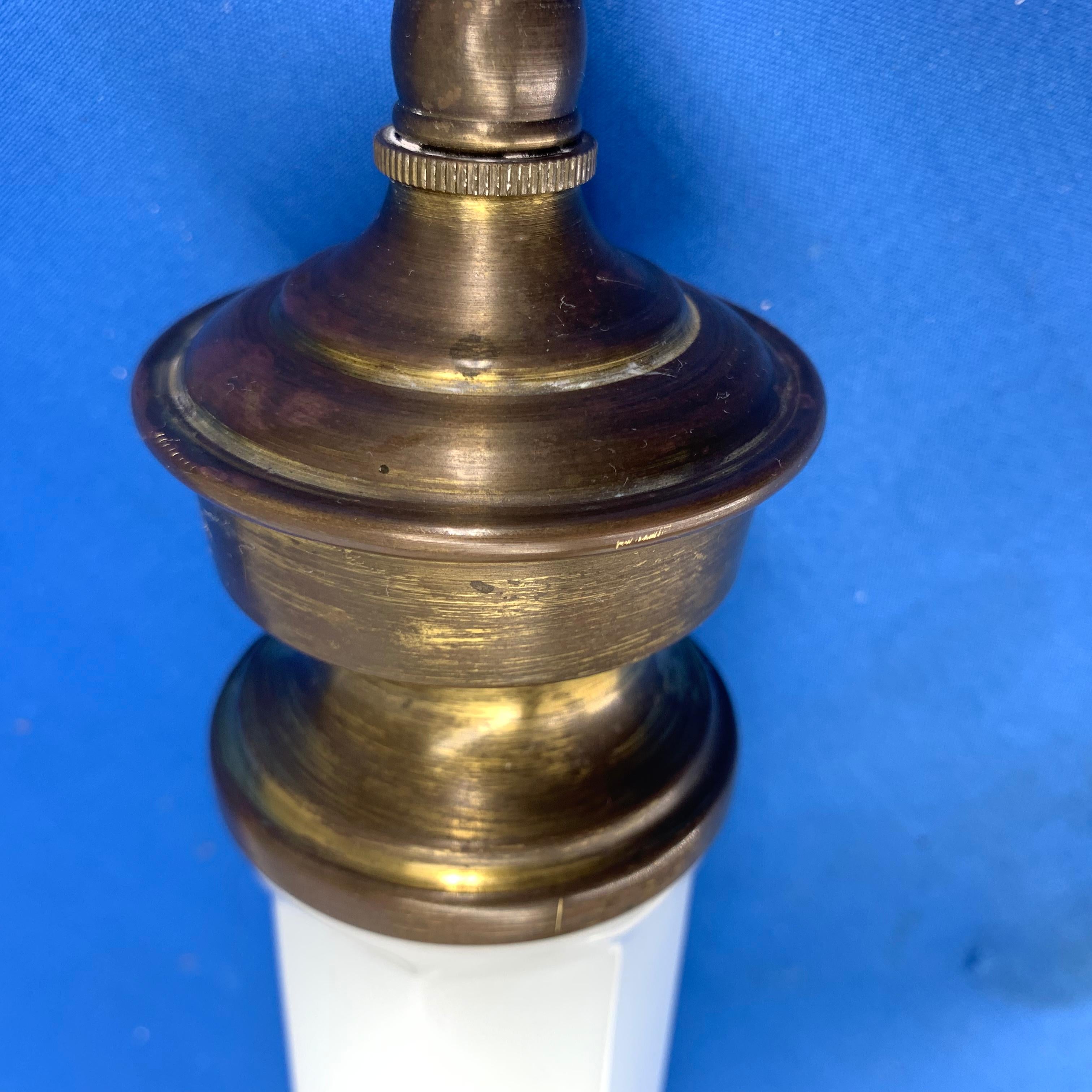 Converted French Oil Opaline and Brass Table Lamp For Sale 5