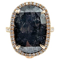 Convertible 12ct Cushion Shape Black Diamond Ring & Pendant in Rose Gold