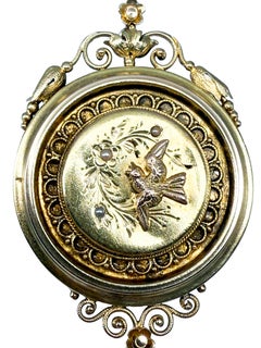 Convertible 14K yellow gold pendant and brooch set with pearls