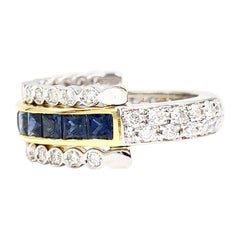 Convertible 18 Karat Blue Sapphire and Diamond Ring
