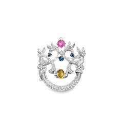 Convertible 18k Gold Brooch with Pink Yellow and Blue Sapphires by Wander