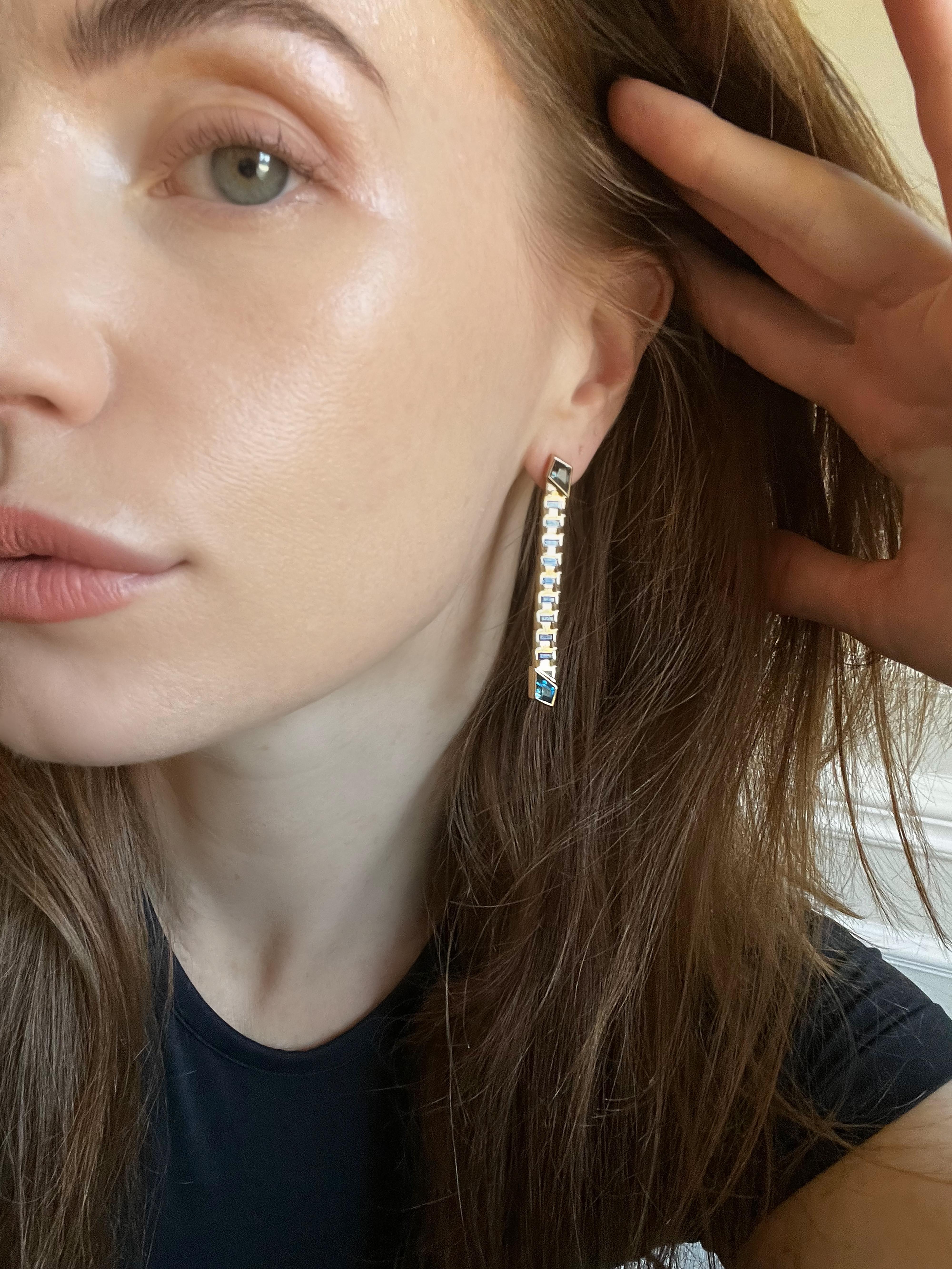 JV Insardi Convertible 18kt Gold Sapphire and Garnet Earrings 5