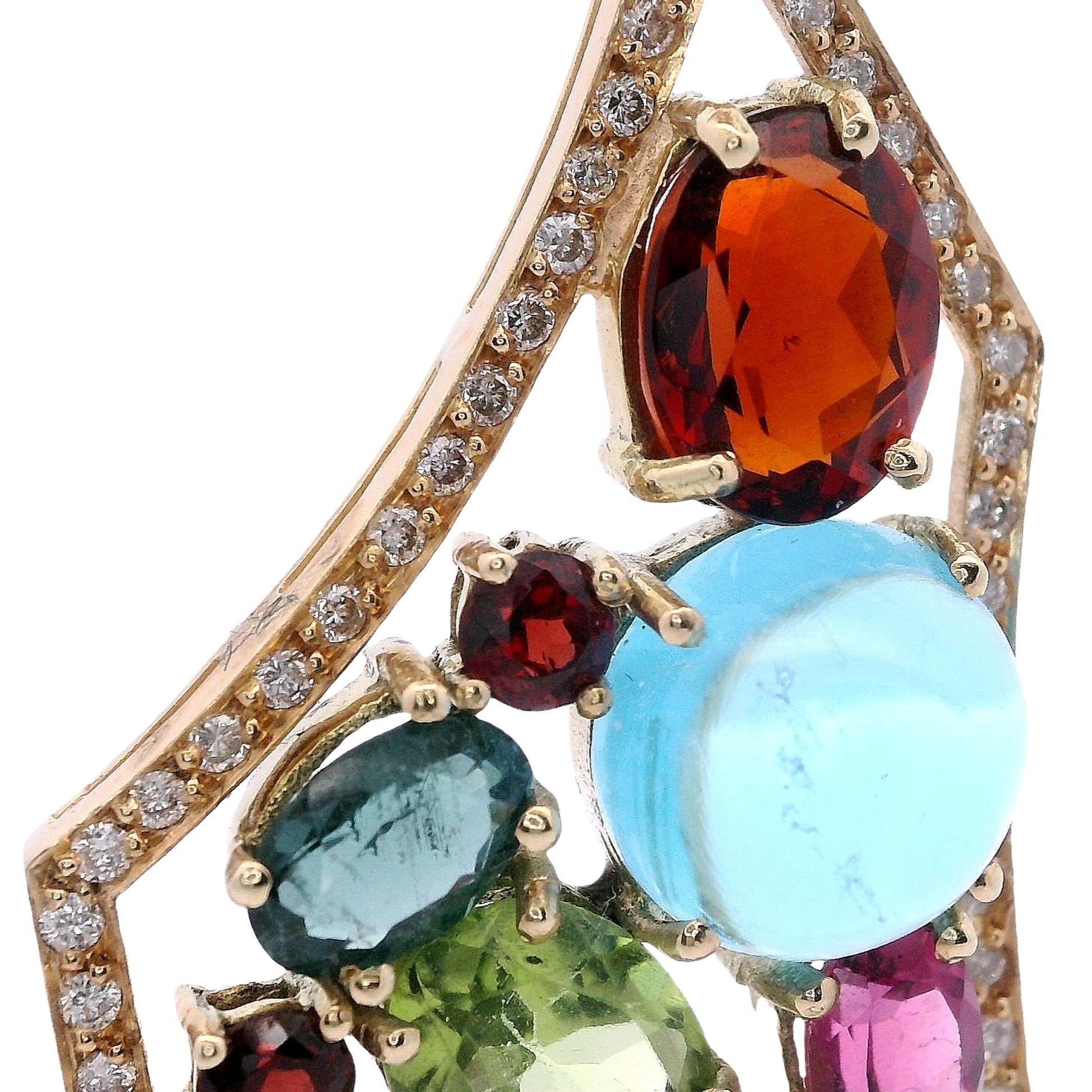 da uomo o donna Orecchini convertibili in oro giallo 18kt con diamanti e Nature in vendita