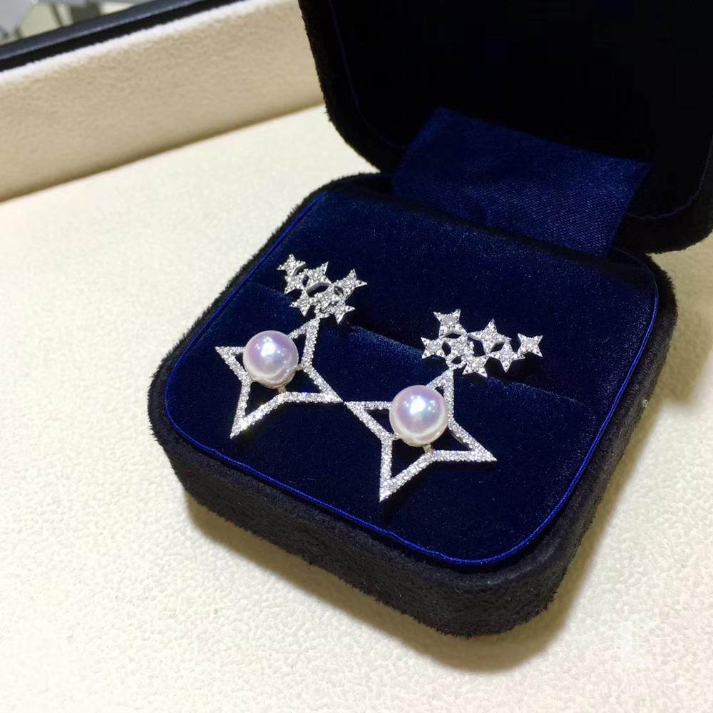 【Sculpted Geometry】Convertible Celestial Starburst Akoya Pearl Diamond Earrings For Sale 2