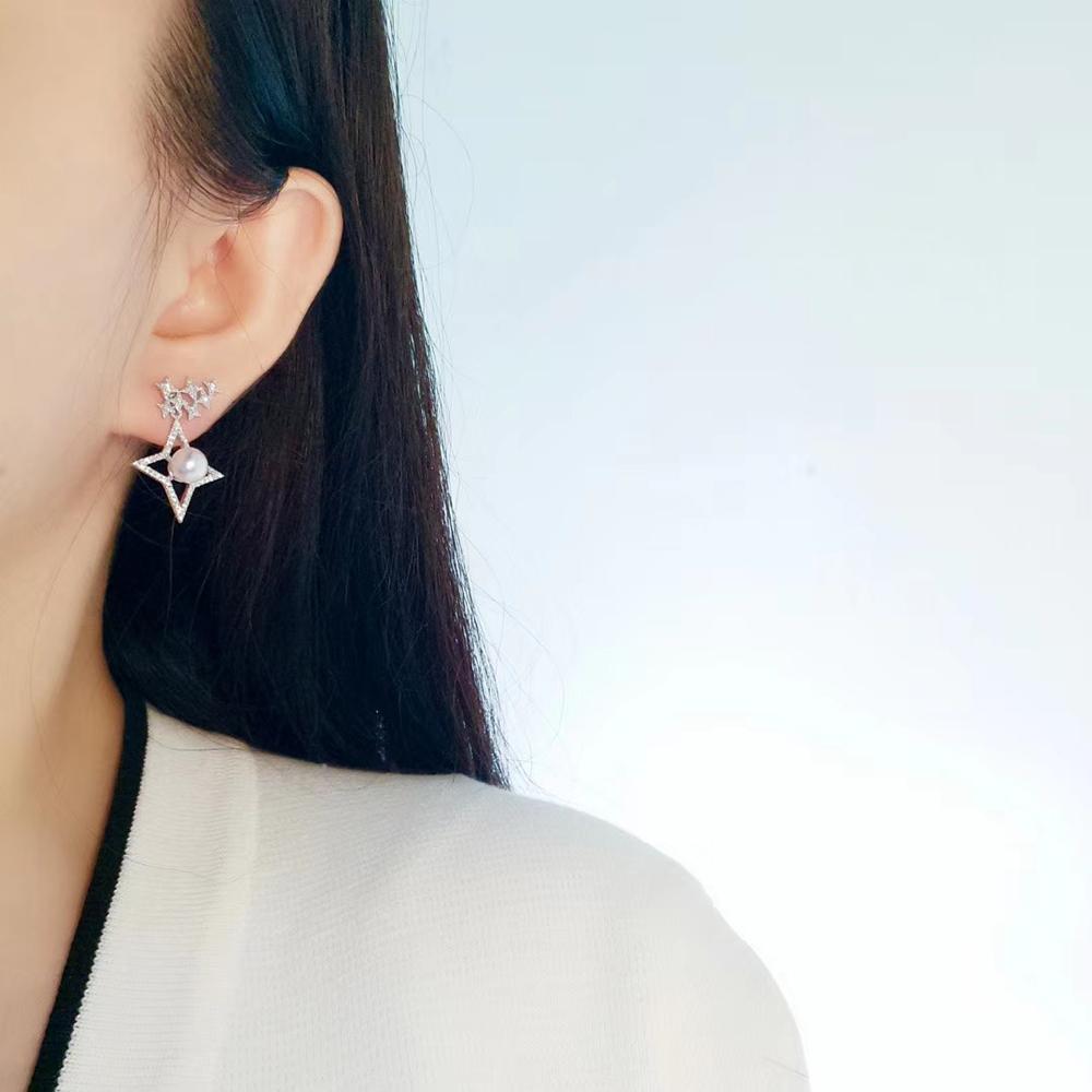 【Sculpted Geometry】Convertible Celestial Starburst Akoya Pearl Diamond Earrings For Sale 4