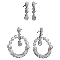 【Lustre Arc】Convertible 2-in-1 Aurora Baby Akoya Pearl 18K Gold Diamond Earrings