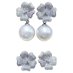【Vine Symphony】Convertible 2-in-1 Flora Aurora South Sea Pearl Diamond Earrings