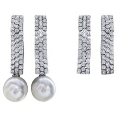 【Lustre Arc】Convertible Hex-Diamant Südseeperle Tag-zu-Abend-Ohrringe