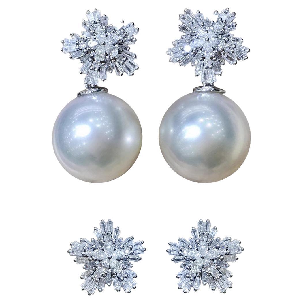 【Vine Symphony】Convertible Radiant Snowburst AAAA South Sea Pearl Gala Earrings