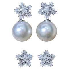 【Lustre Arc】Convertible Radiant Snowburst AAAA Südseeperlen Gala-Ohrringe