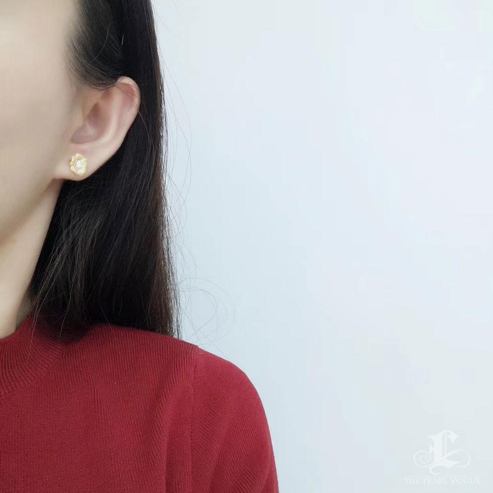 【Vine Symphony】Pendientes convertibles de perlas del mar del sur con pavé completo de diamantes en forma de flor en venta 5
