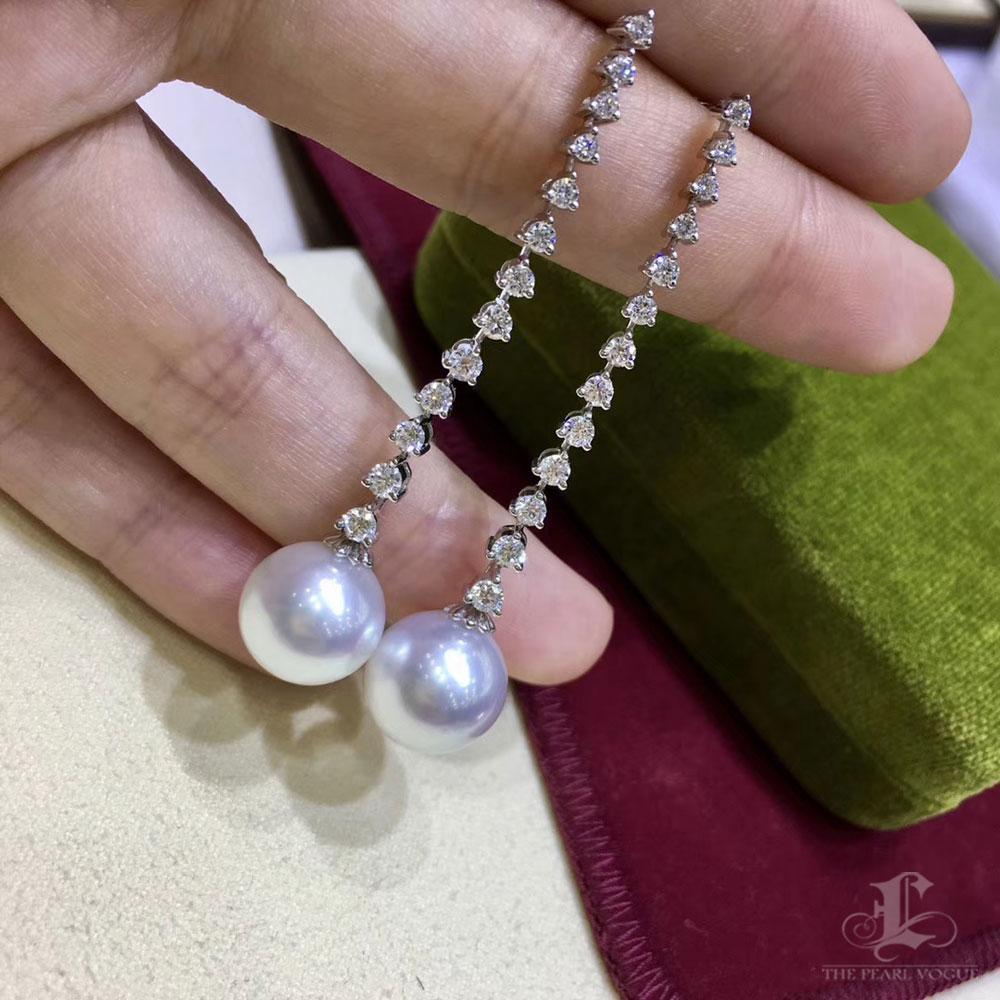 【Lustre Arc】Convertible 2-in-1 Stellar Line South Sea Pearl Diamond Earrings For Sale 1