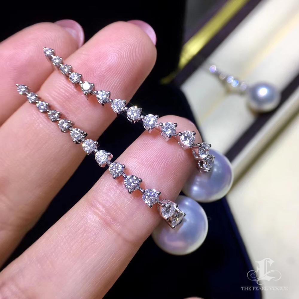 【Lustre Arc】Convertible 2-in-1 Stellar Line South Sea Pearl Diamond Earrings For Sale 2