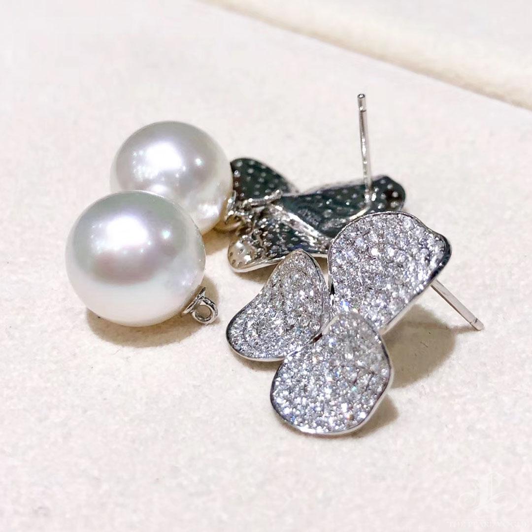 【Vine Symphony】Convertible Aurora Bloom Pendientes de Diamantes Perla del Mar del Sur Sin cortar en venta