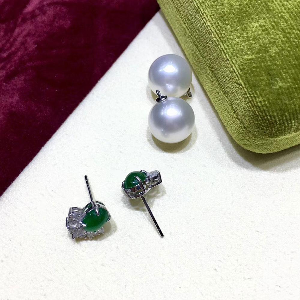 【Jādora】Convertible 2-in-1 Crown-Emerald Aurora South Sea Pearl Diamond Earrings For Sale 2
