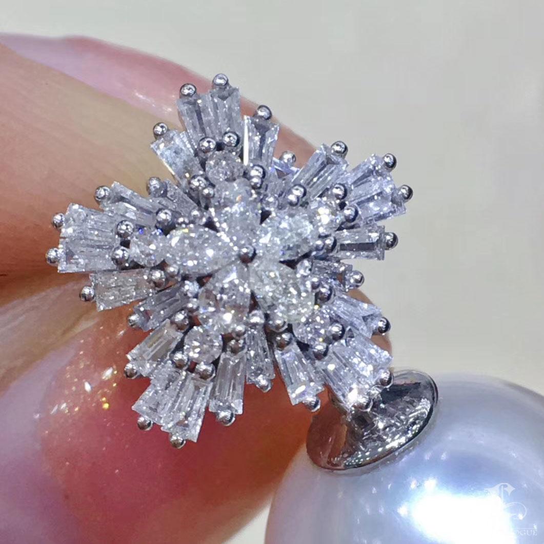 【Vine Symphony】Convertible Radiant Snowburst AAAA South Sea Pearl Gala Earrings In New Condition For Sale In New York, NY