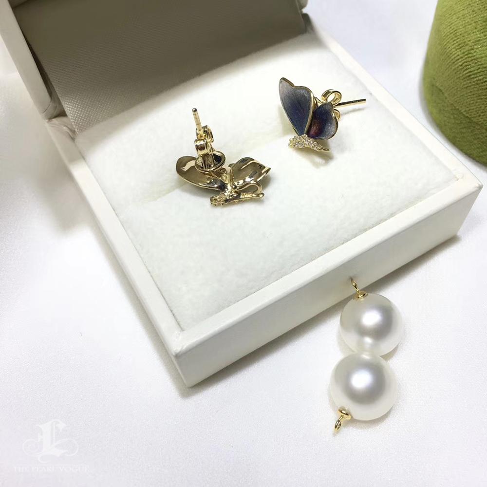 Aurora Diamond Dust Butterfly Wings South Sea Pearl Convertible Earrings In New Condition In New York, NY