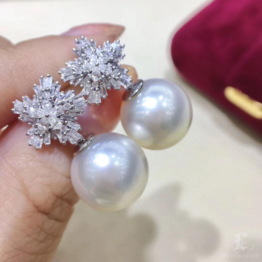 【Vine Symphony】Convertible Radiant Snowburst AAAA South Sea Pearl Gala Earrings For Sale 1