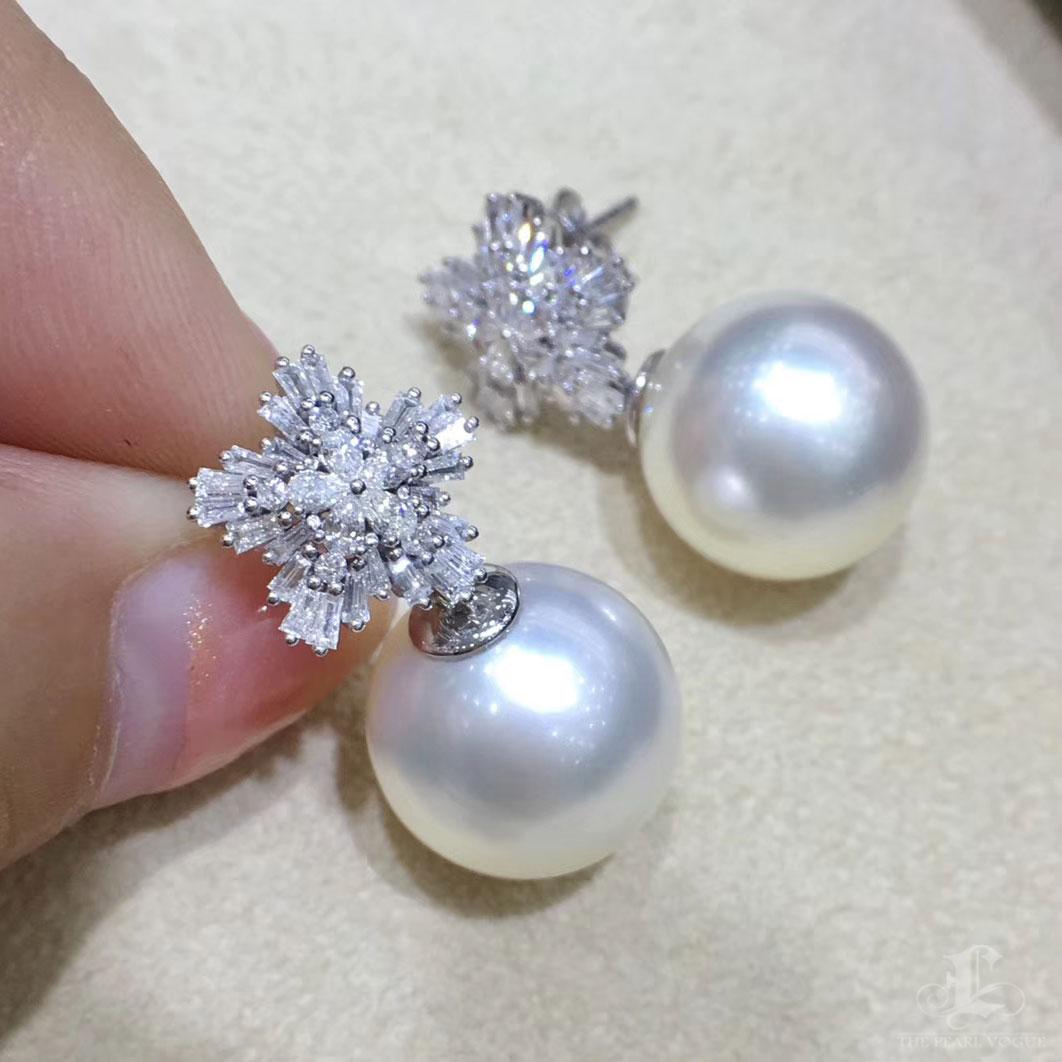 【Vine Symphony】Convertible Radiant Snowburst AAAA South Sea Pearl Gala Earrings For Sale 2