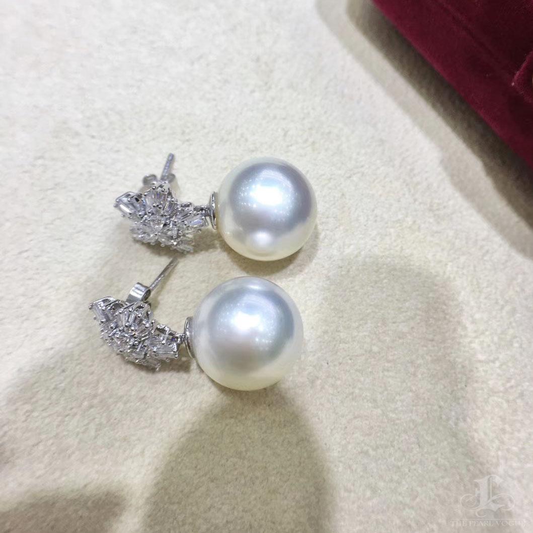 【Vine Symphony】Convertible Radiant Snowburst AAAA South Sea Pearl Gala Earrings For Sale 3