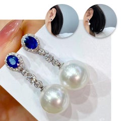 Pendientes Convertibles Aurora South Sea Pearl Sapphire Line