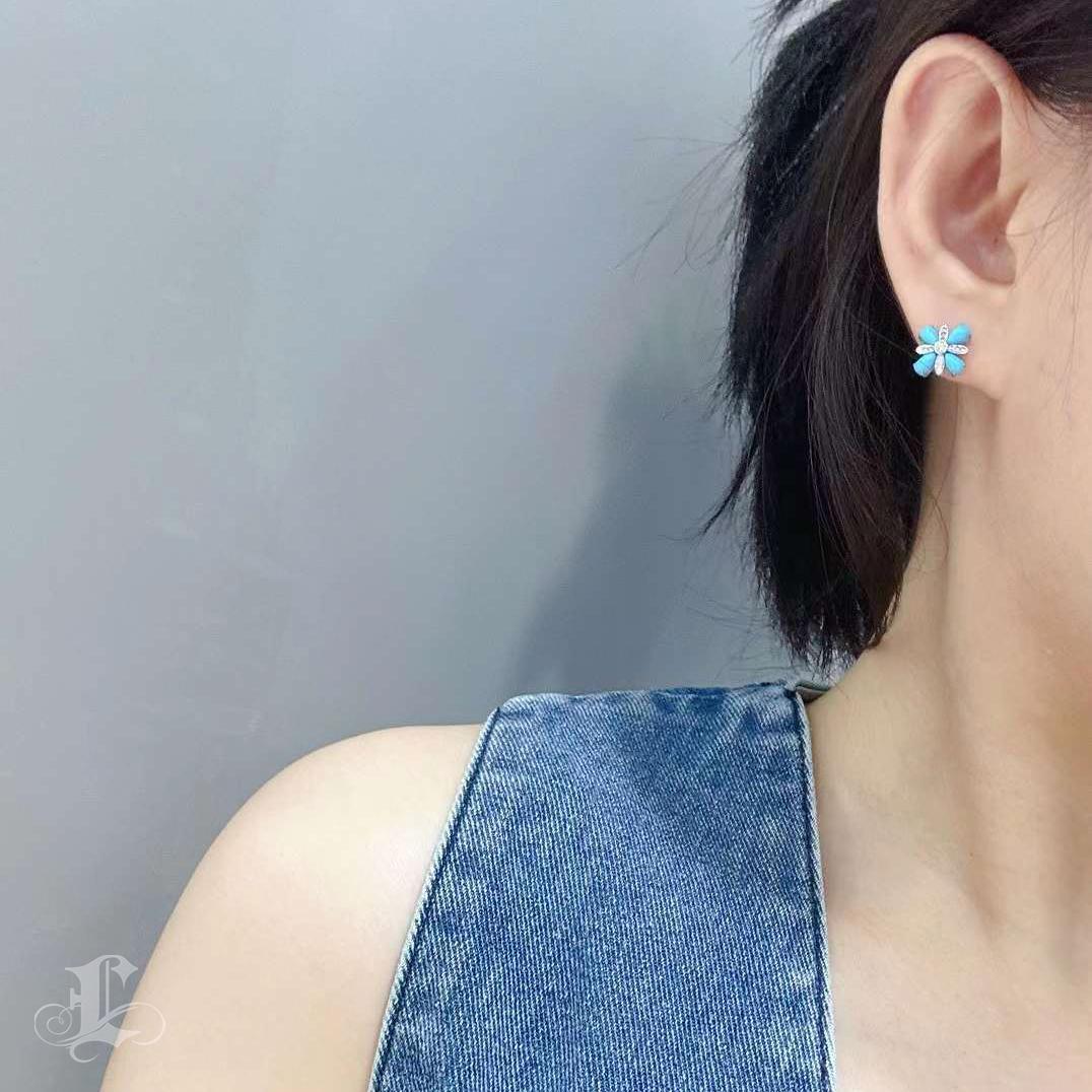 【Caelmare】Convertible 2-in-1 Blossom South Sea Pearl Turquoise Diamond Earrings For Sale 6
