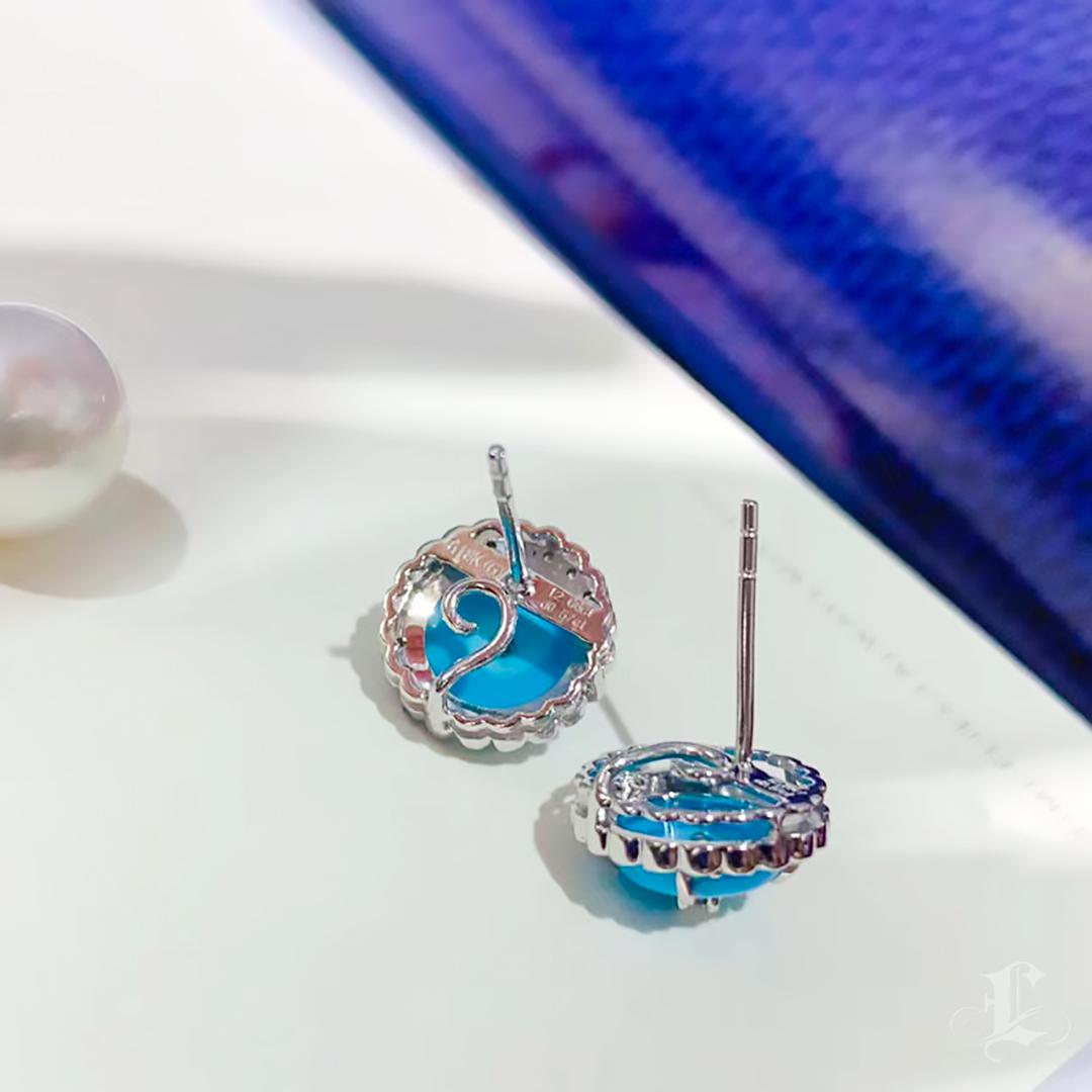 【Caelmare】Ocean Bloom Aurora South Sea Pearl & Turquoise Convertible Earrings For Sale 1